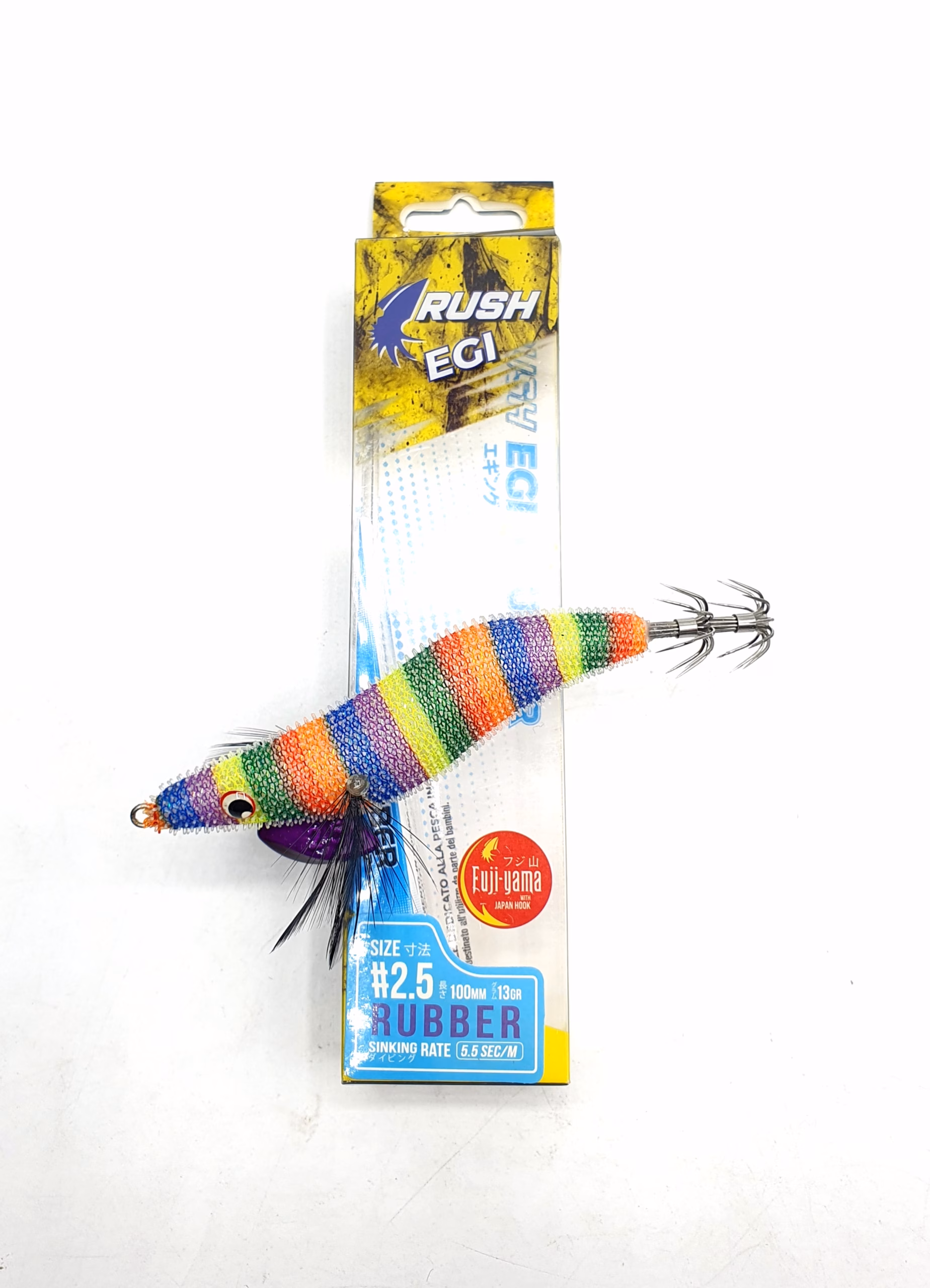 Jatsui Egi Rush Rubber 2.5 – Señuelo Profesional con Piel de Goma Reforzada y Poteras Fuji Yama para Pesca de Calamares, Xipirones, Sepias y Pulpos - Imagen 3