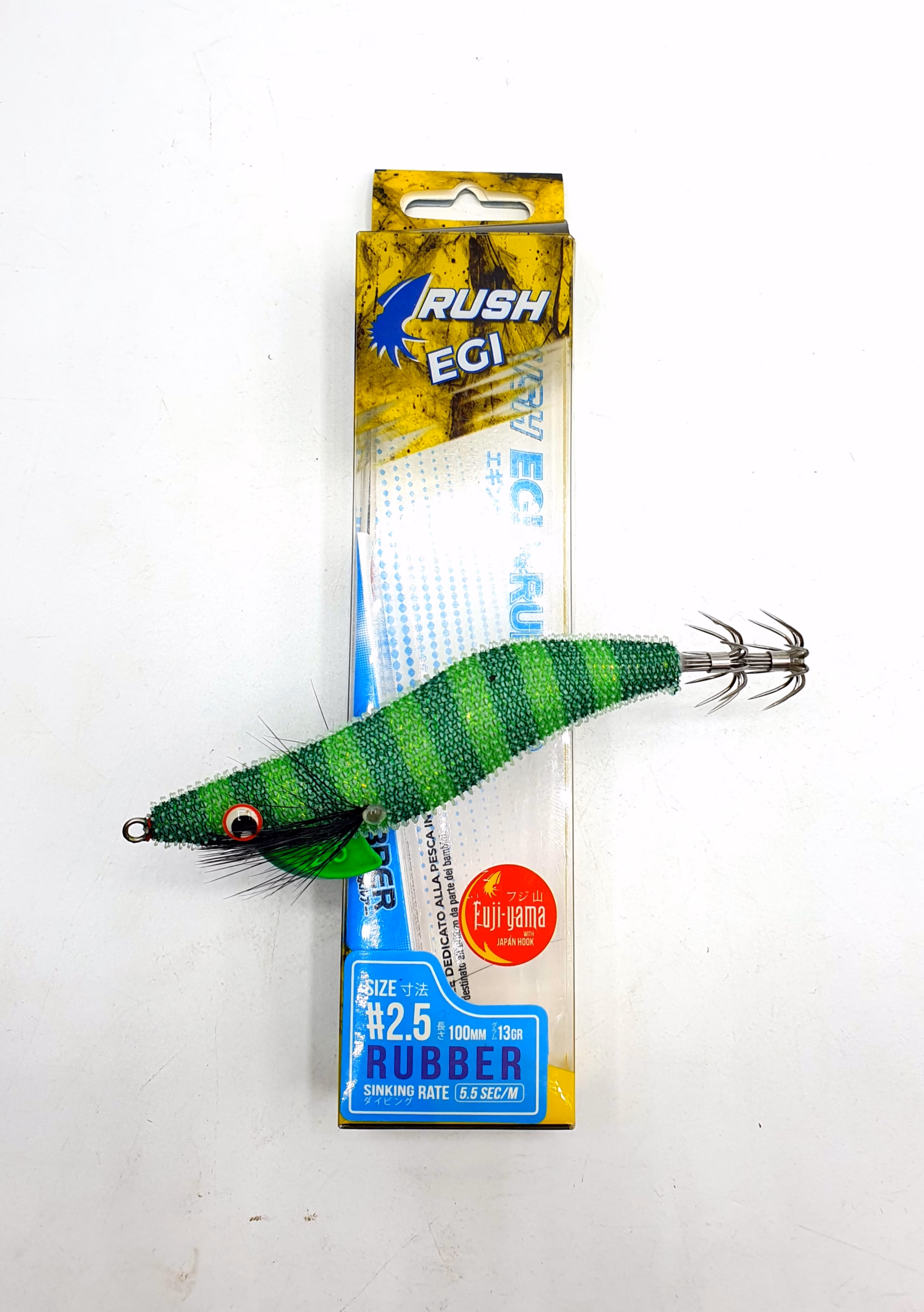 Jatsui Egi Rush Rubber 2.5 – Señuelo Profesional con Piel de Goma Reforzada y Poteras Fuji Yama para Pesca de Calamares, Xipirones, Sepias y Pulpos - Imagen 2